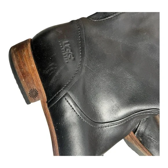 UGG Australia Black Leather Riding Boots - Picture 7 of 9